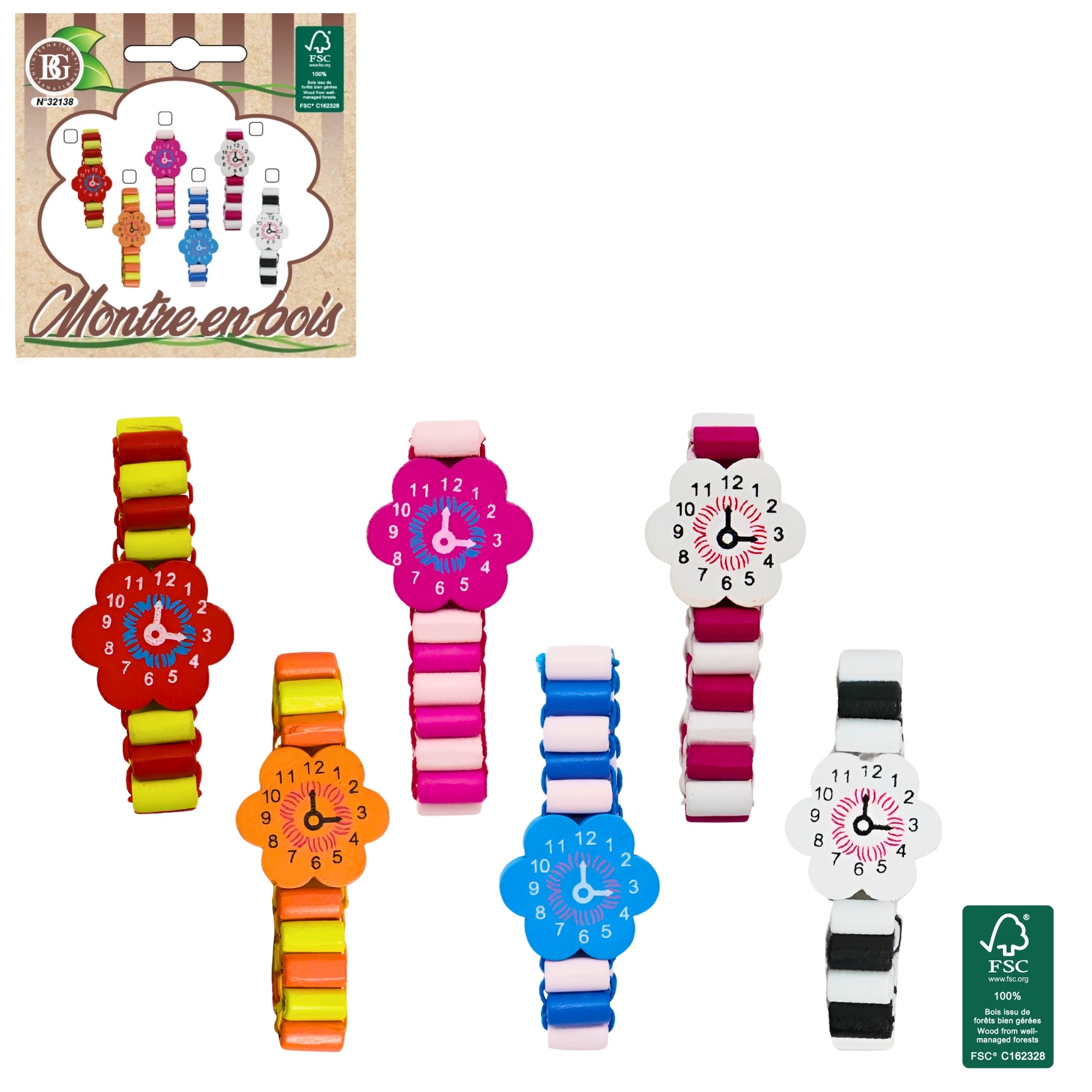 COFFRET MONTRES EN BOIS (Pack 48 pièces 7 cm) – Image 1