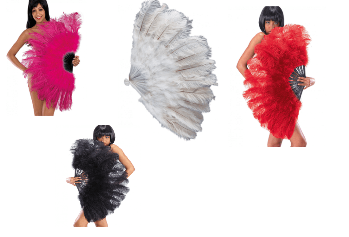 ÉVENTAIL GÉANT DE LUXE (Plume d'autruche 90 cm ouvert) – Image 1
