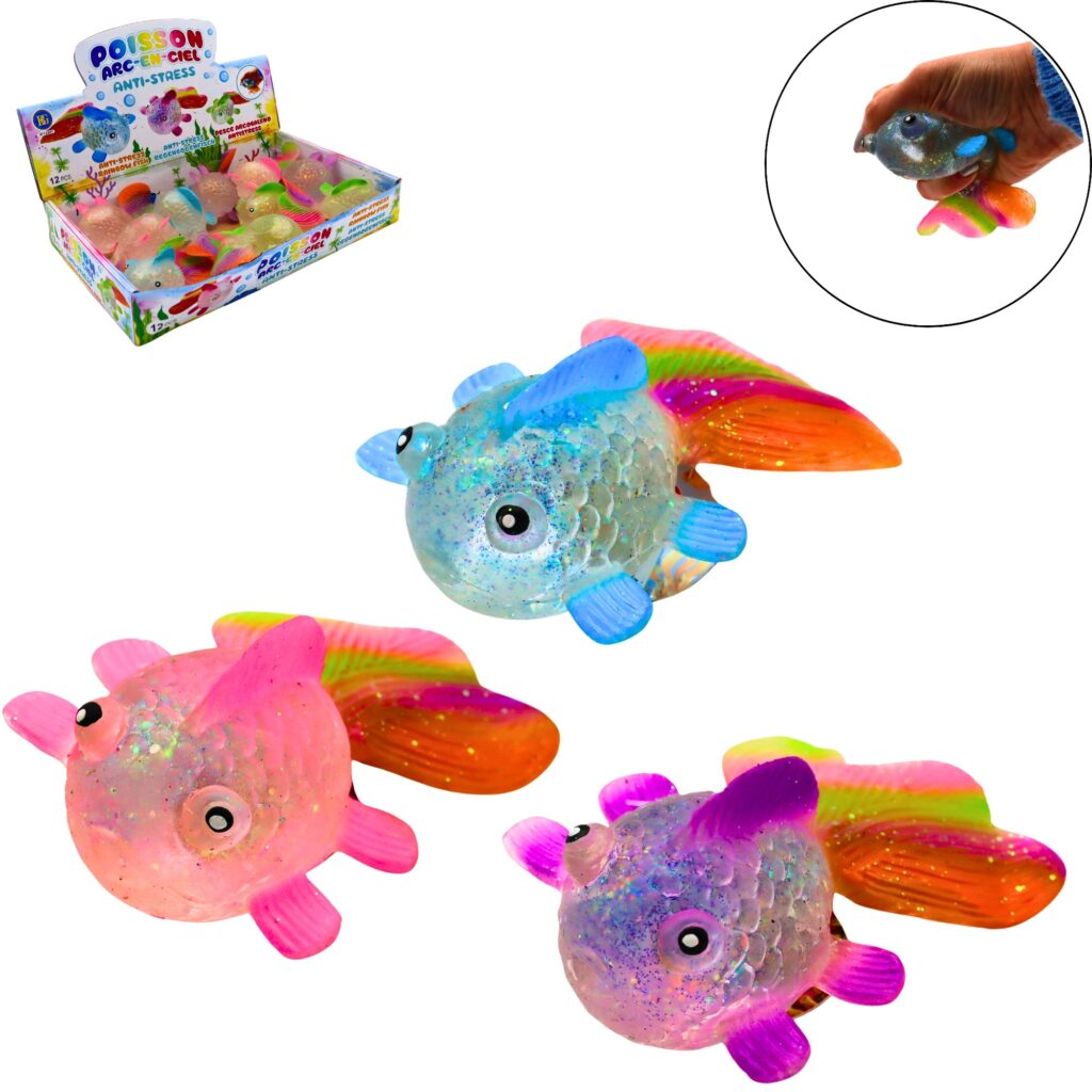 BOX POISSONS ANTIS TRESS (Pack 12 pièces - 3 coloris) Taille 12 cm