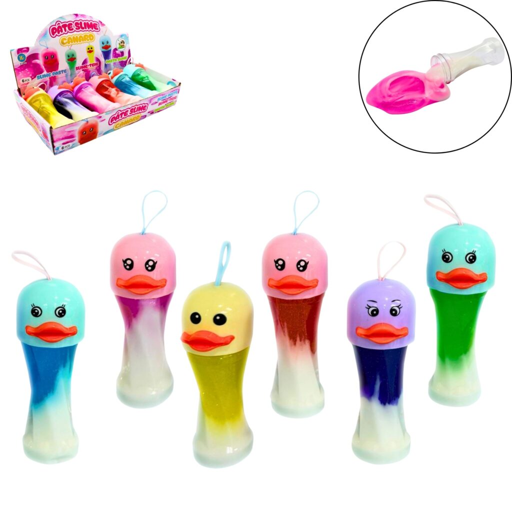 BOX PÂTE SLIME CANARD (Pack 6 pièces - 17 cm) Assortiment plusieurs coloris