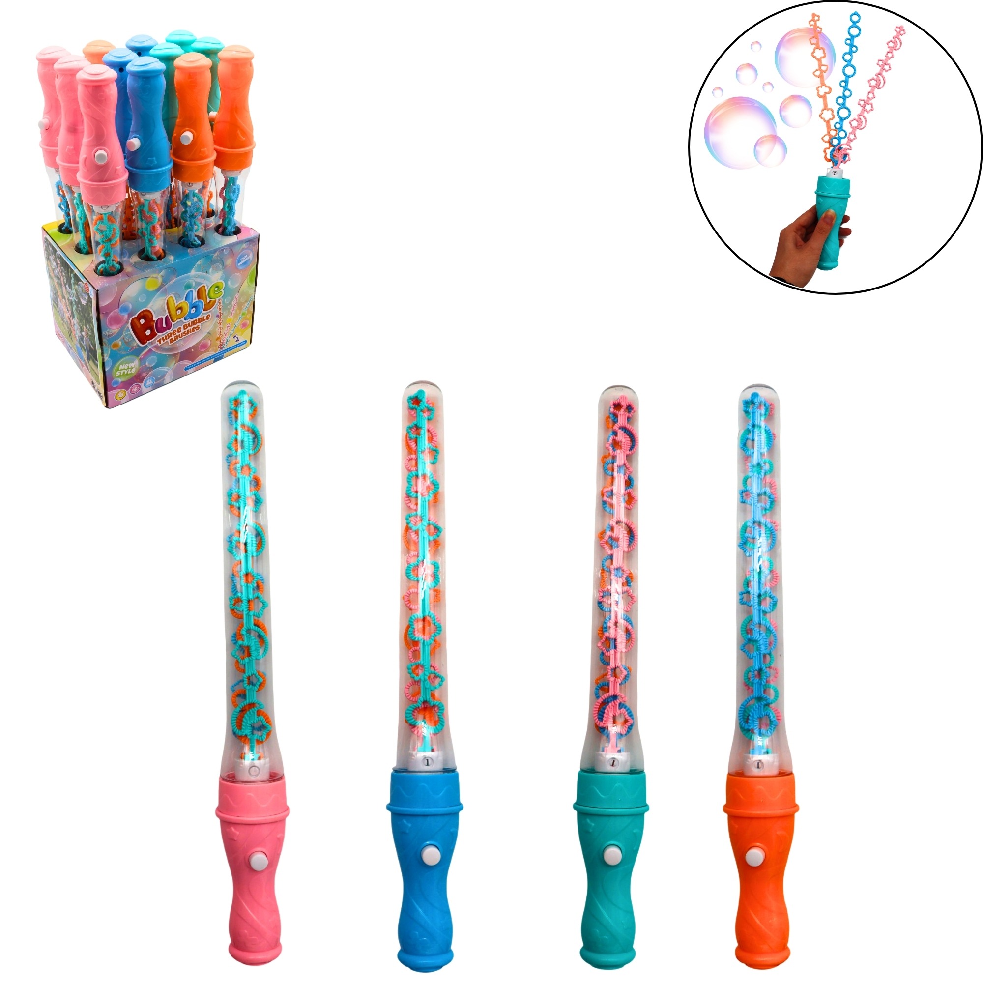 TUBE BULLES DE SAVON (Taille 37 cm - 3 souffleurs) Pack 12 tubes – Image 1
