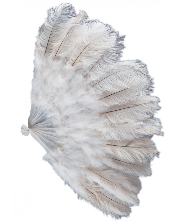 ÉVENTAIL GÉANT DE LUXE (Plume d'autruche 90 cm ouvert)