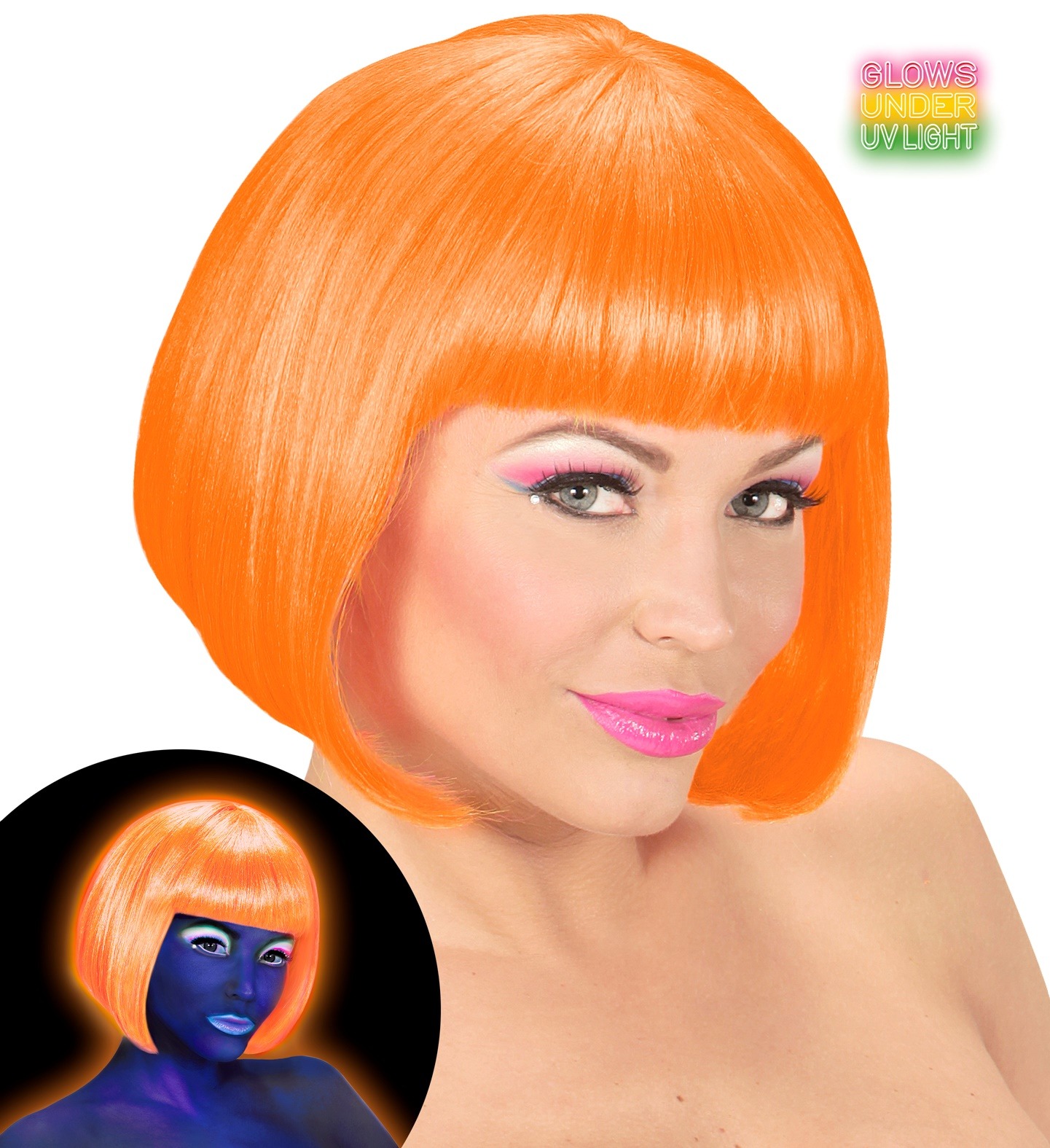 PERRUQUE CABARET ORANGE(Couleurs néons et fluo) – Image 1