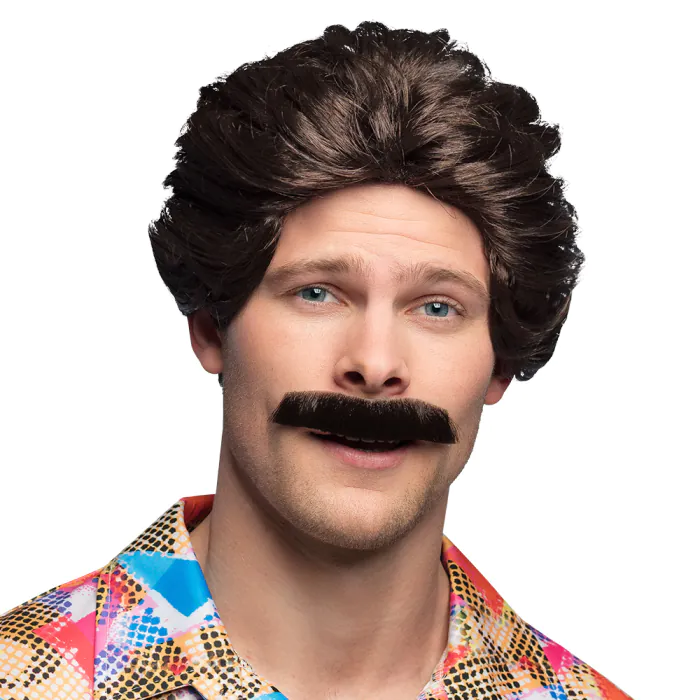 PERRUQUE + MOUSTACHE (Perruque Homme brun)