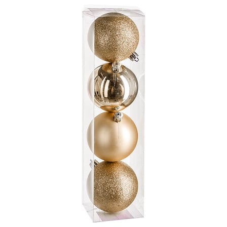 PACK BOULES OR (Boules de noel - 4 pièces) Diamètre 8 cm