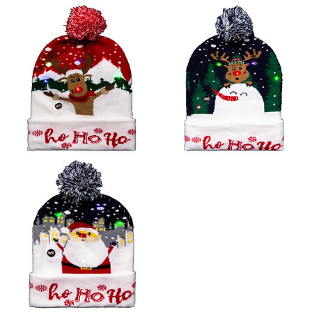 BONNET DE NOEL FUN (Lumineux - 3 modèles)