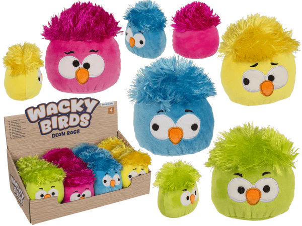 BALLES PELUCHE OISEAUX (Petites balles en peluche 11CM) Boite 12 pièces