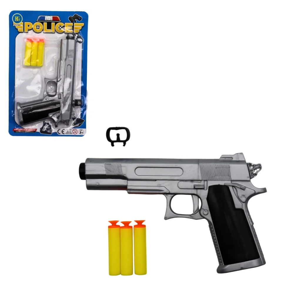PISTOLET POLICE FLECHES EN MOUSSE 19CM